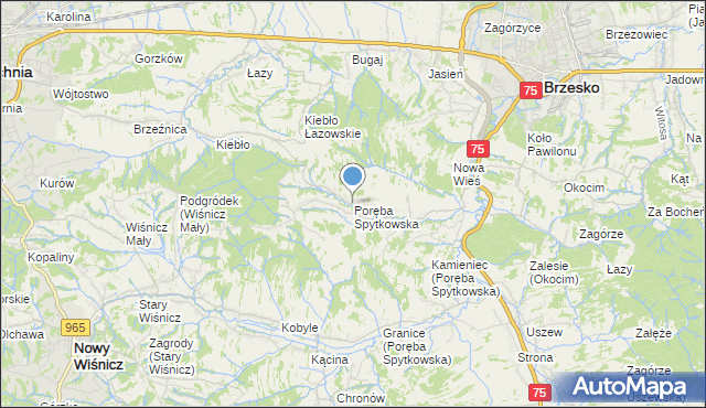 mapa Poręba Spytkowska, Poręba Spytkowska na mapie Targeo